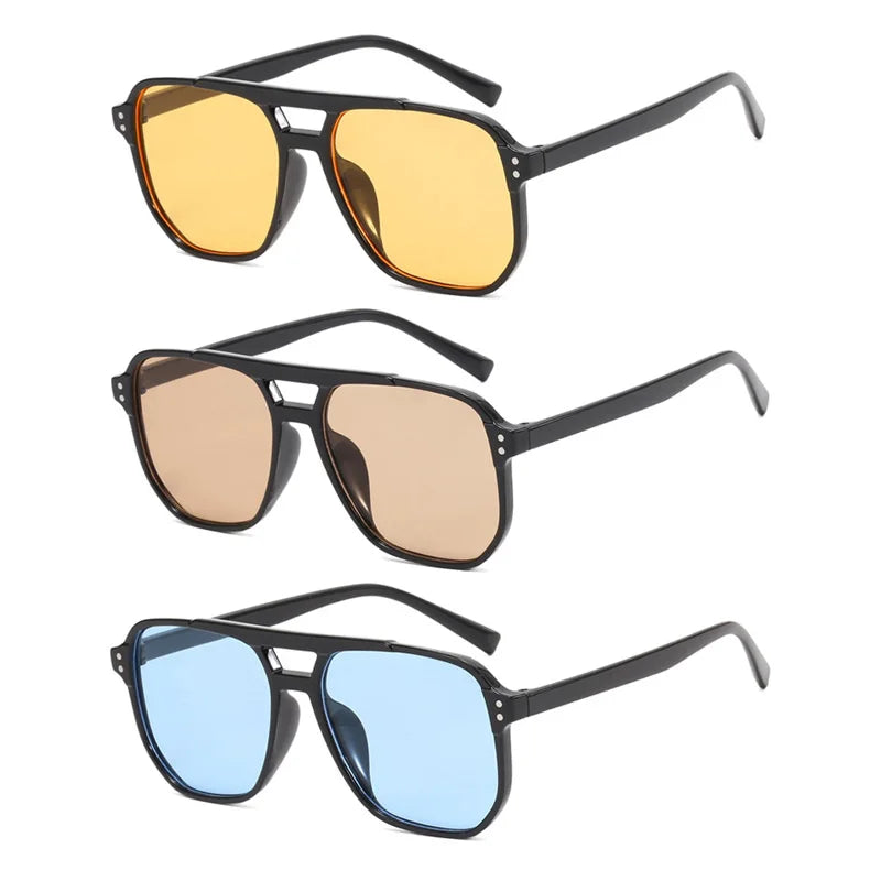DL GLASSES Classic Cheap Vintage Men Aviation Sunglasses Plastic Frame Oversized Double Bridge Pilot Sun Glasses 2024 Sunglasses