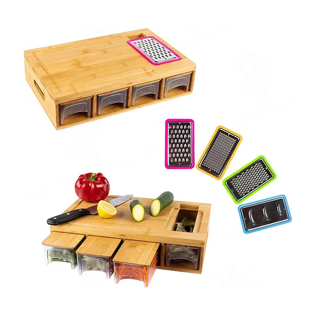 Premium Quality Bamboo Cutting Board Containers Container 4 With