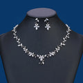 Romantic Women's Copper Zircon Jewelry Set Luxury Floral Wedding Earrings and Necklace for Parties Anniversaries Engagements