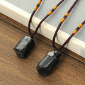 Natural Stone Twisted Rope Necklace Random Shape Black Stone Necklace