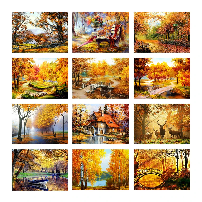 5D Diamond Full Drill Painting Art Diamond Paint Landscape Kit Drills Canvas Craft Home Decoration Autumn Wall Embroidery Adults