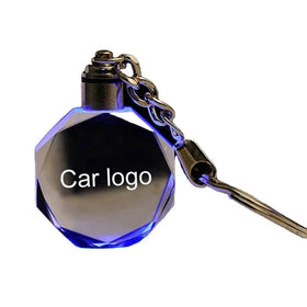 Custom Beautiful Engraved Personalized Name Car Logo Keychain Laser Engraving Led Light Keychain Creative Crystal Key Holder
