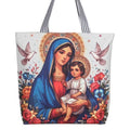 2025 Wholesale Fashion Shoulder Handbag Linen Fabric Printing Pattern Canvas with Zipper Large Tote Bag
