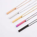 Wholesale New Custom Logo Stainless Steel Three-Dimensional Long Square Column Pendant Necklaces