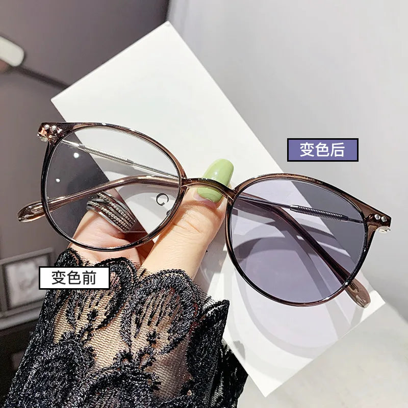 New Fashion Sensitive Color-changing Anti-blue Light Glasses for Men Women Photochromic Lens Glasses
