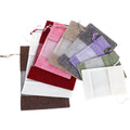 Custom Logo Printed Jute Linen Drawstring Lavender Sachet Bags with Organza Window