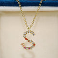 CAOSHI Customize Manufacture Gold Plating Multi Color Necklace Dainty Unique Letter S Pendant Necklace for Women Girls