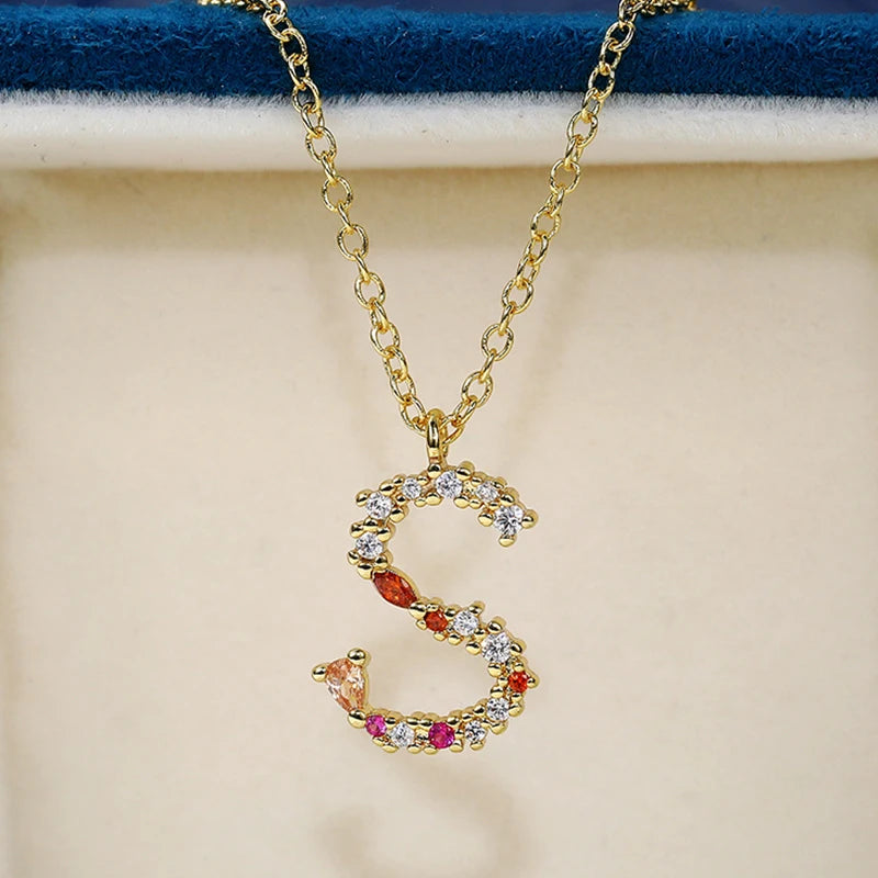 CAOSHI Customize Manufacture Gold Plating Multi Color Necklace Dainty Unique Letter S Pendant Necklace for Women Girls