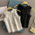 Wholesale 2026 Spring and Summer Fashion Casual Sleeveless Hollow Lace Shirt Round Neck Back Zipper Short Ladies Vest