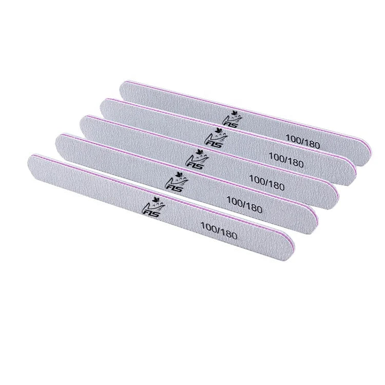 Wholesale Disposable Zebra Emery Double Side Nail File 100/180 Professional Easy Use Straight Shape Finger Trim Tools