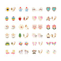 Hot 24 Pairs/Set Daisy Heart Kids Earrings South Korean Girl Fashion Flower Animal Children Clip-on Earrings