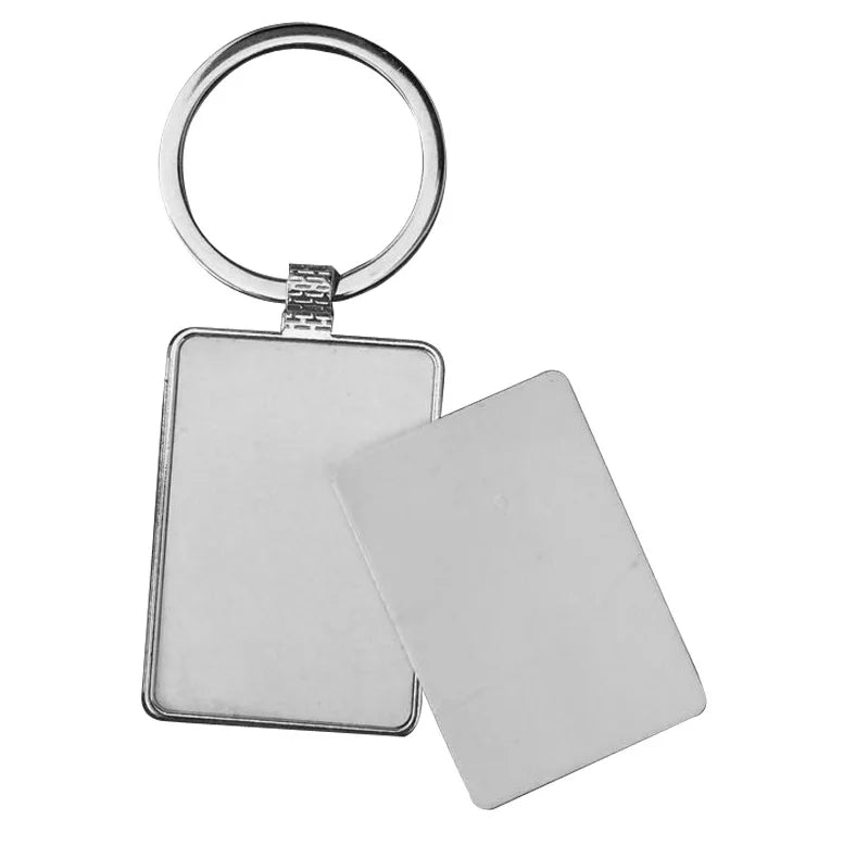 Custom Epoxy Engraved Oval Heart Round Square Blank Sublimation Advertising Alloy Metal Keychain Keyring With Logo