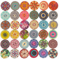 Wholesale 15mm 20mm 25mm Vintage Round Wooden Flower 2 Holes Decorative Wood Buttons for DIY Crafts Clothing Decorations