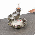 12.2x10.8x8.1cm Porcelain Fish Waterfall Lotus Fish Oud Aroma Luxury Fountain Ceramic Backflow Incense burner Waterfall Cones