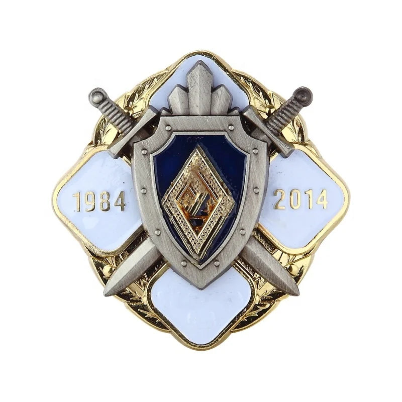 Excellent Quality Rank Badge Silver Plated Metal Zinc Alloy Bronze Custom Logo Enamel Insignia Badge