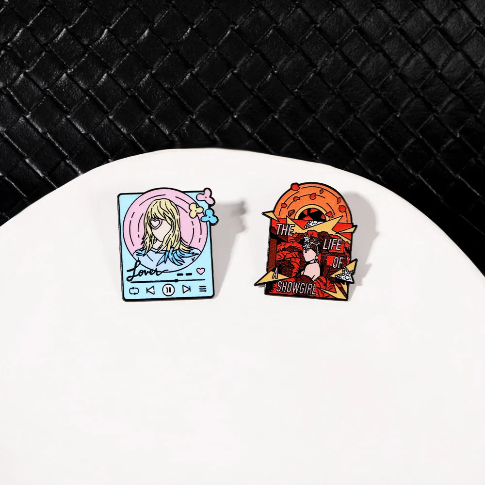 Wholesale Alloy Metal Badge Showgirl Music Instrument Enamel Cartoon Pins Anime Brooch for Clothing