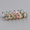 925 Sterling Silver Women's Jewelry Square Zircon Fitted Earrings with Gold Plated European Style Hoops Trendy for Weddings