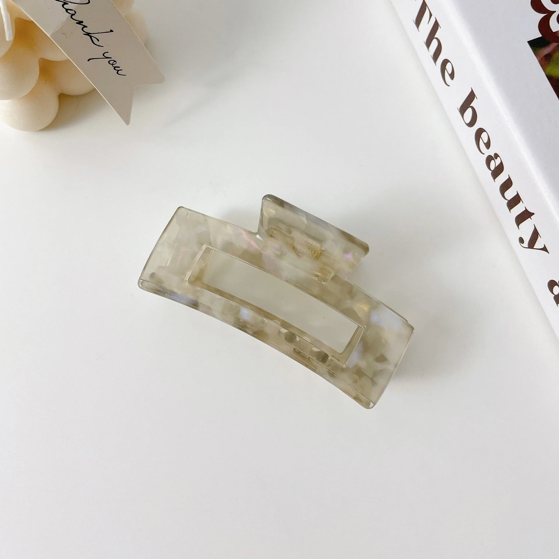 7.8cm Medium Acetate Claw Hair Clip Women Cellulose Acetate Girls Hair Clips Pearl for Thin Hair