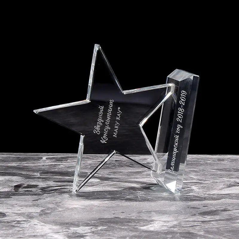 Crystal Star Performance Trophy Sublimation Crystal K9 Glass Trophy Award Engraved Star Crystal Award