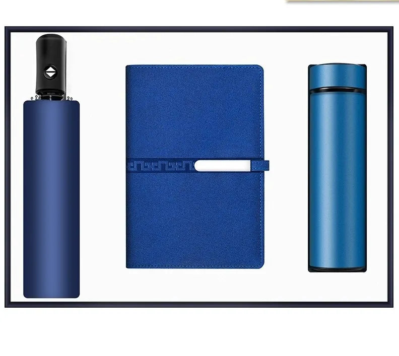 New Product Ideas Luxury Business Gift Set Umbrella Vacuum Mug Notebook Pen Promotional Items Corporate Gift Handmade Leather