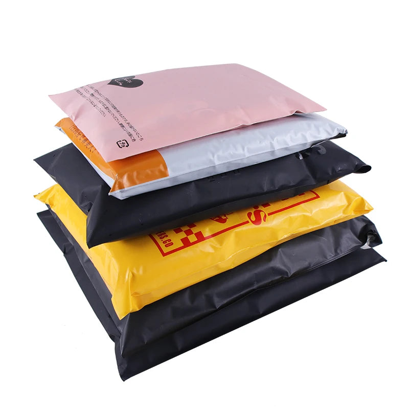 Fur-Strong Adhesive Custom Design Black Poly Mailing Envelope Shipping Bags for Clothing Shoes Socks