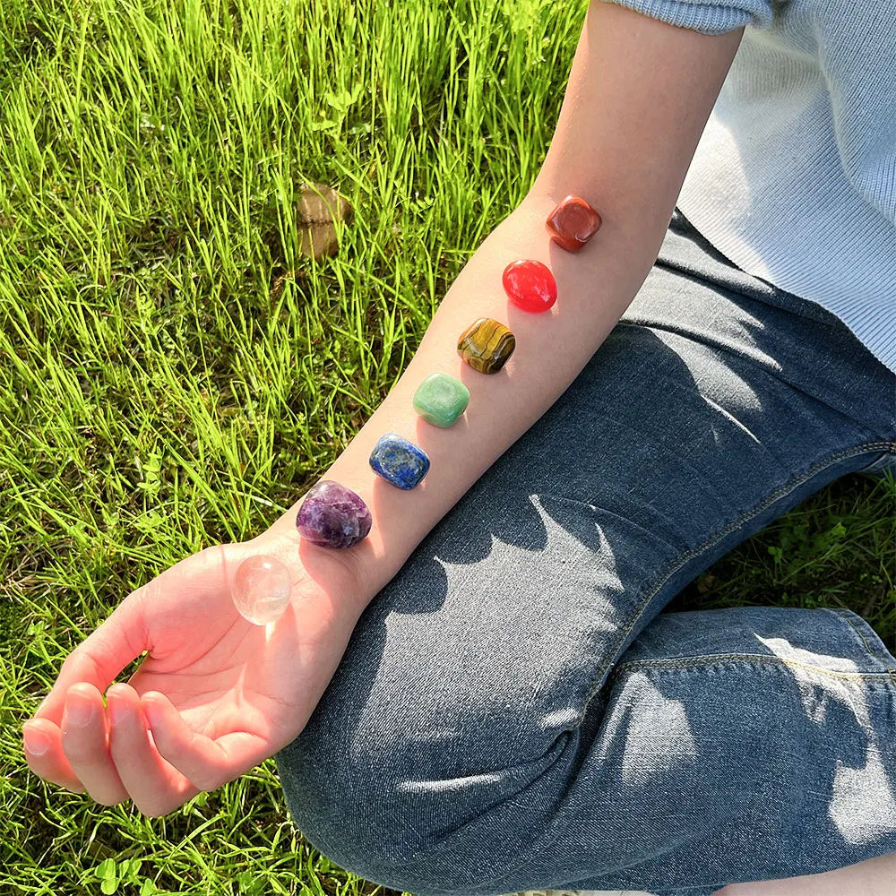 Chakra Stones Set Crystal Collection Seven Stones Reiki Crystals for Meditation Chakra Balance or Ritual (7 Pcs Set)