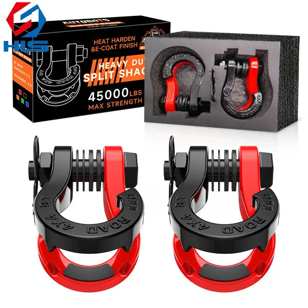 Heavy Duty Red-black 4*4 Off-Road 8T 3/4-inch Customized Bow Tow Split Tow D Ring Shackle