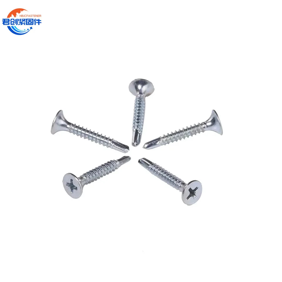 Flat Countersunk Cross Head Stainless Steel Drill Screw Fasteners Manufacturer Galvanized Screws Drilling Screw Taping Screw