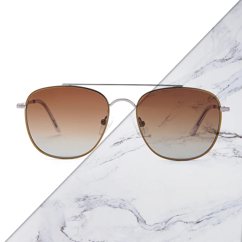 Fashion Metal Square Pilot Sunglasses Unisex Driving Eyewear Double Bridge Retro Classic Polarized SENTA
