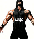 Men Workout Hooded Tank Tops Sports Bodybuilding Stringer Cap and Pocket Muscle T Shirt Men's Sleeveless Gym Hoodies