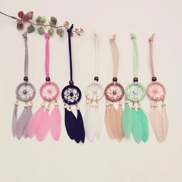 Wholesale Handmade Colorful Feathers Girl Living Room Baby Room Decoration cheap Dream Catcher
