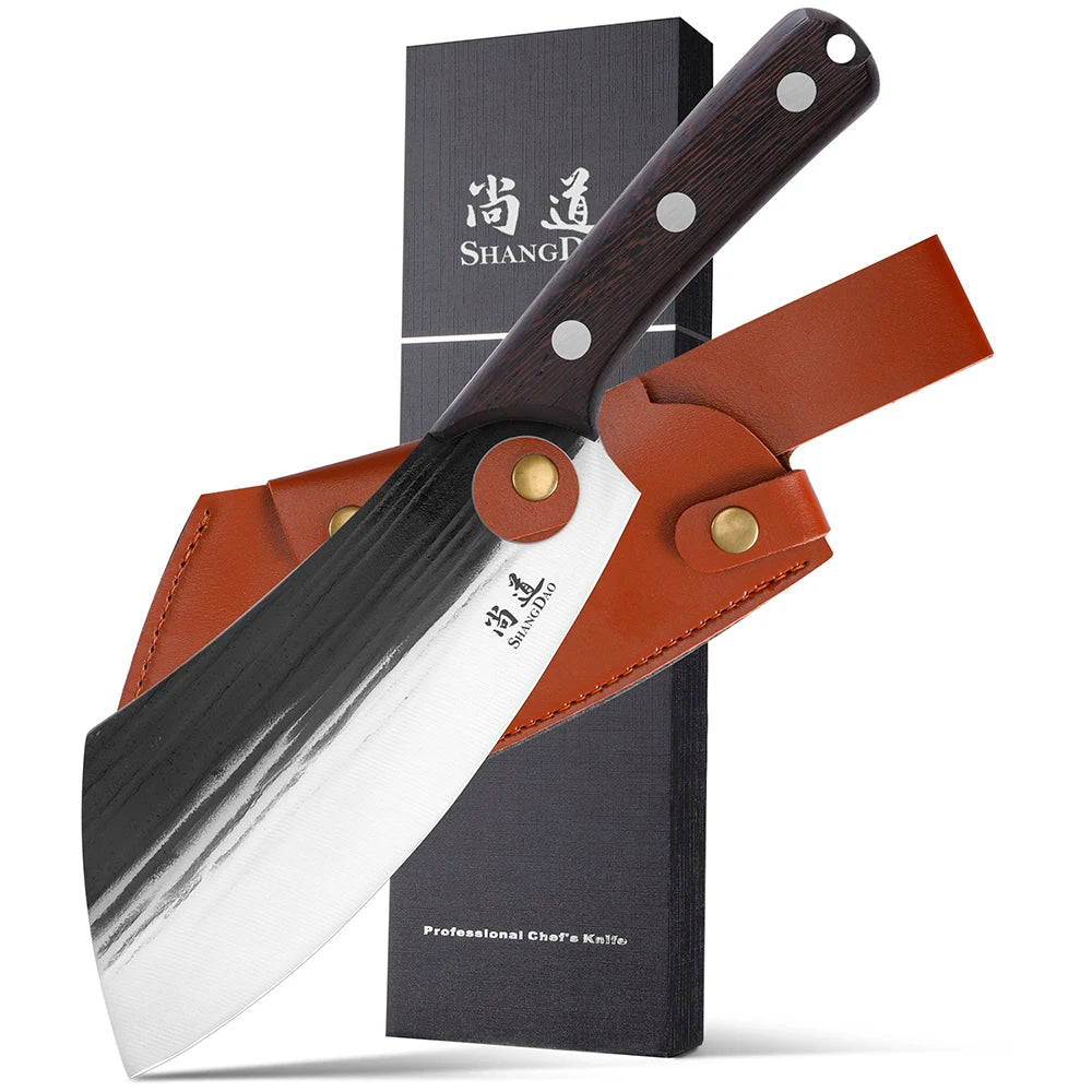 SHANGDAO Multi-Purpose Butcher Knife Boning Forging Killing Fish Cleaver Metal Kitchen Knife with Sheath for Butcher Use