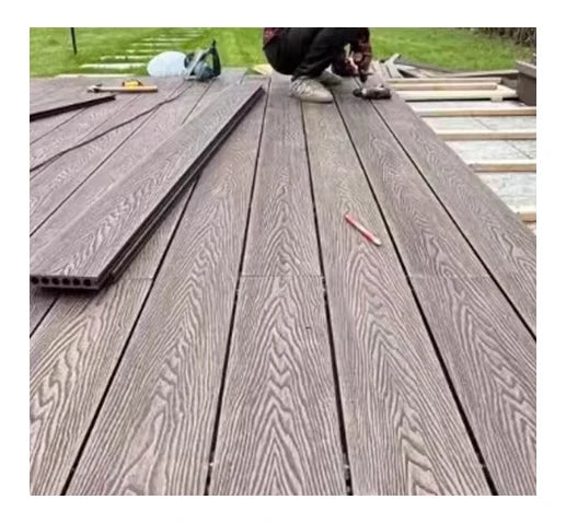 2024 New Style Outdoor Durable Anti-UV Outdoor Decoration Co-Extrusion Pro 3D Embossing Hollow Composite WPC Decking Floor