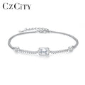 CZCITY Sterling Silver Bracelet Fashion Chain Woman VVS Diamond Designer Luxury Emerald Cut Moissanite Bracelets