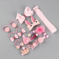 MIO Kids Colorful Hair Clips Rubber Band Set 18pcs Sweet Headdress Bow Flower Hair Pin Box Set for Girls Daily Hair Accessories