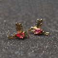 Hainon Fashion Earrings Trend Gold Plated Earrings Crystal Bird Hummingbird Stud Earrings 2021 Animal Jewelry
