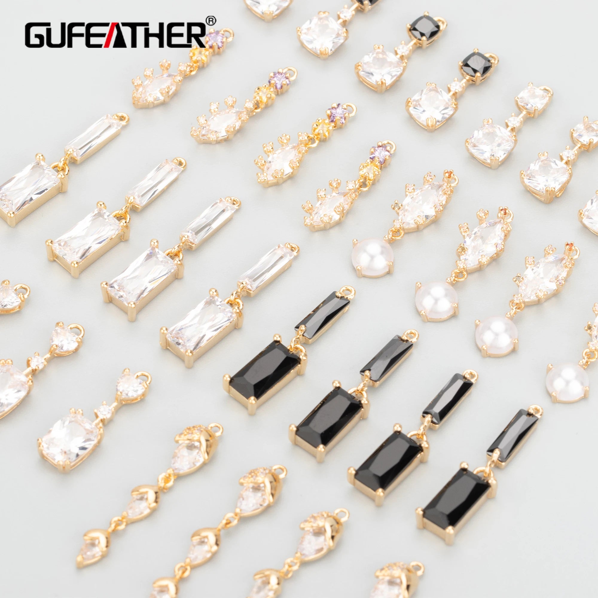 MB60   Jewelry Accessories18k Gold Platednickel Freecopperzirconsglasscharmsjewelry Makingdiy Pendants6pcs/lot