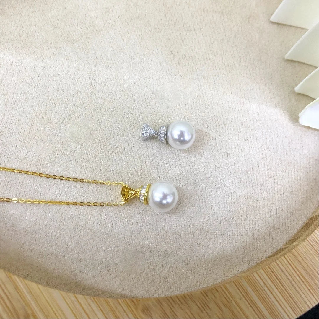 P1546 10-11mm DIY Natural  Freshwater Pearl Charm Pendant Necklace Accessory 925 Sterling Silver Jewelry for Women Without Chain