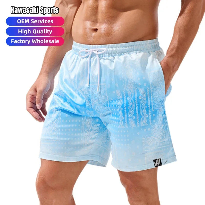 OEM Sublimated Boxer Compression Lining Swimming Trunks Quick Drying Beachwear for Men Plus Size Summer Boardshorts