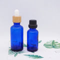 1oz Cobalt Blue 30ml Essential Oil Bottle case with Bamboo Dropper Lid