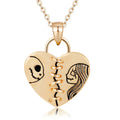 Cartoon Nightmare Christmas Jack and Sally Heart Pendant Necklace Jewelry for Women