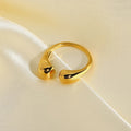Tarnish-Free Trendy 18K Gold Plated Stainless Steel Geometric Water Drop Stacking Open Rings for Women