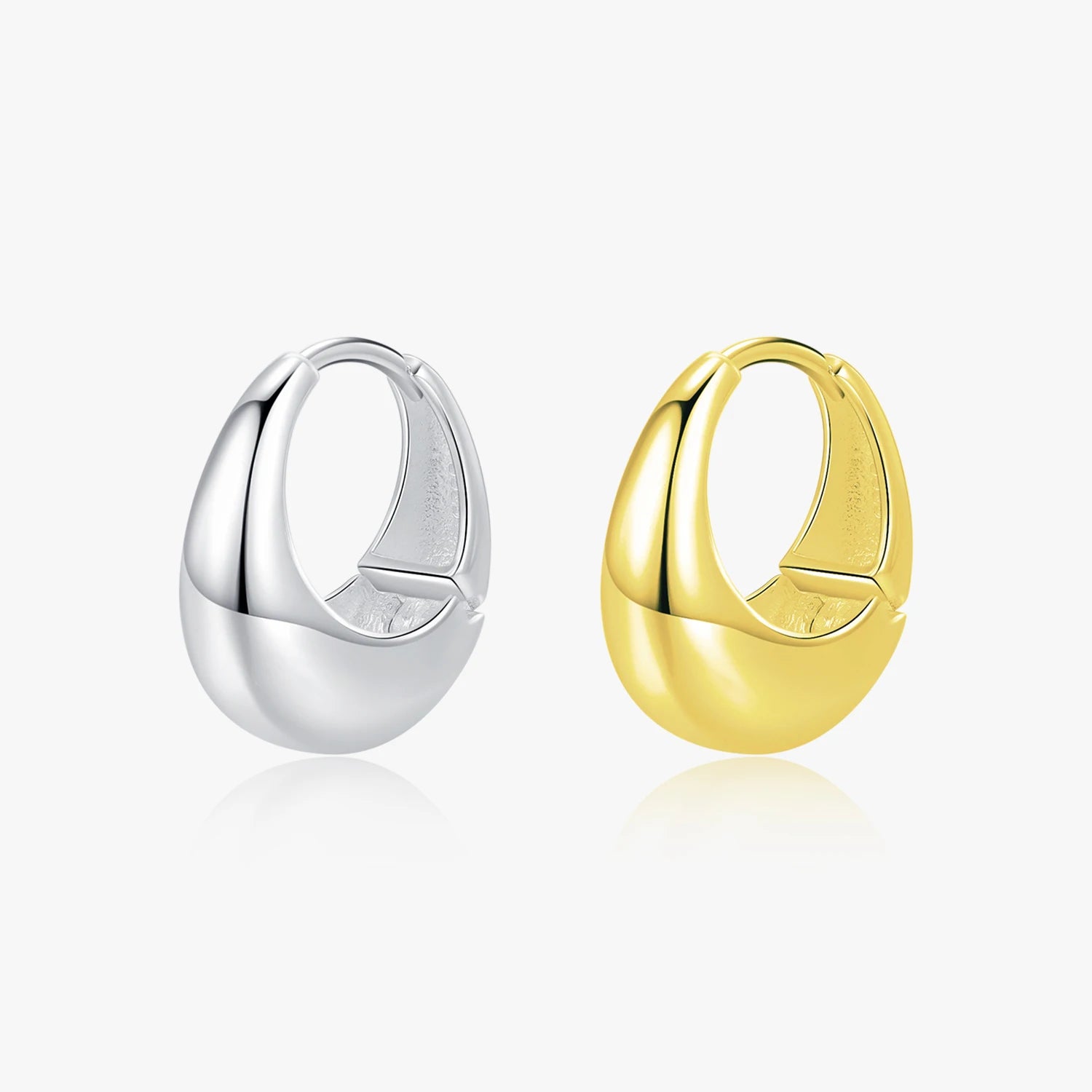 Party Holiday Ear Buckles for Women Fine Jewelry 1PCS 925 Sterling Silver Smooth Sparkling Liquid Metal Design Hoop Earrings