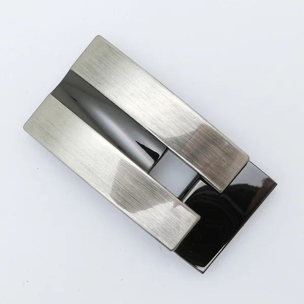 Custom Men's Formal Business Strap 35mm Inner Width Polished Zinc Alloy Western Buckles with Logo Printing Option