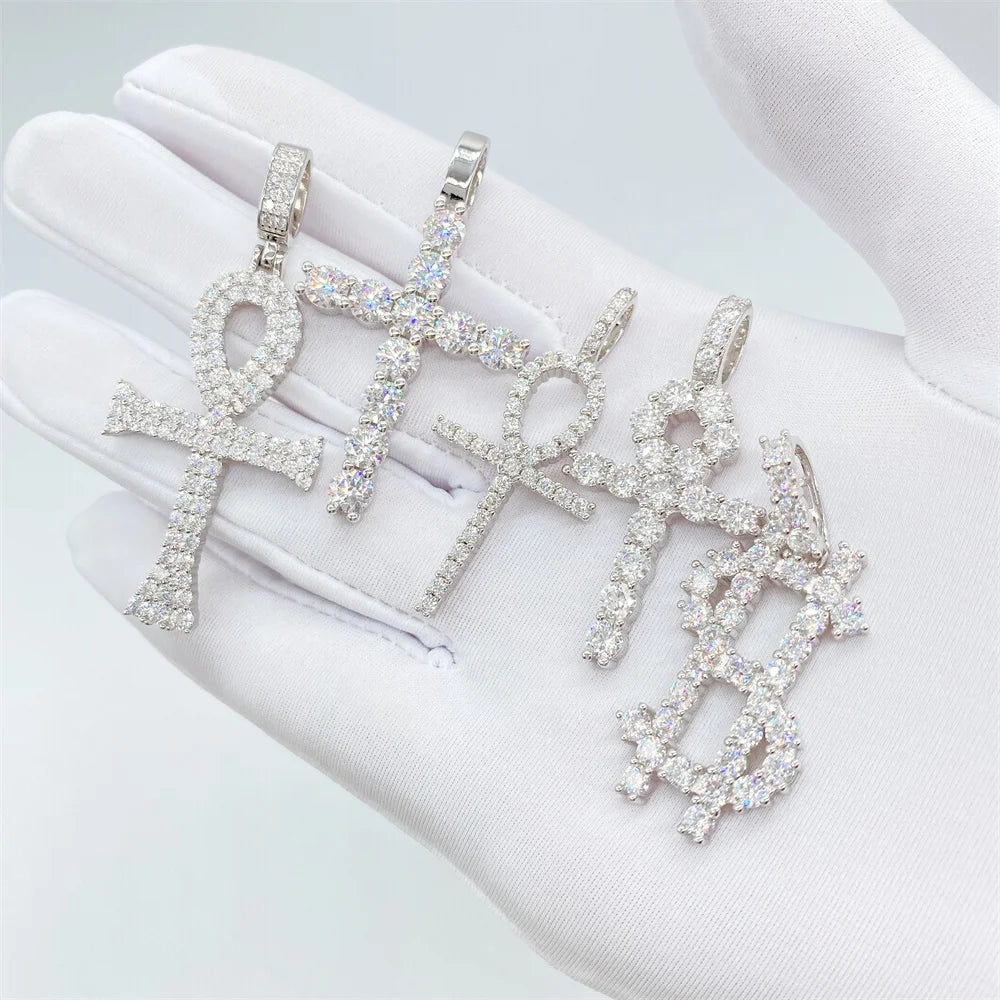 Money Rich Dollar Sign Hip Hop Rapper Bling Pendant Gold Pave Moissanite Iced Out Necklace Dollar Sign Pendant