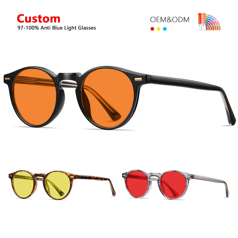Wholesale Classic TR90 Optical Frame Yellow Red Orange Lenses Eyewear Designer Custom Unisex Anti Blue Light Glasses