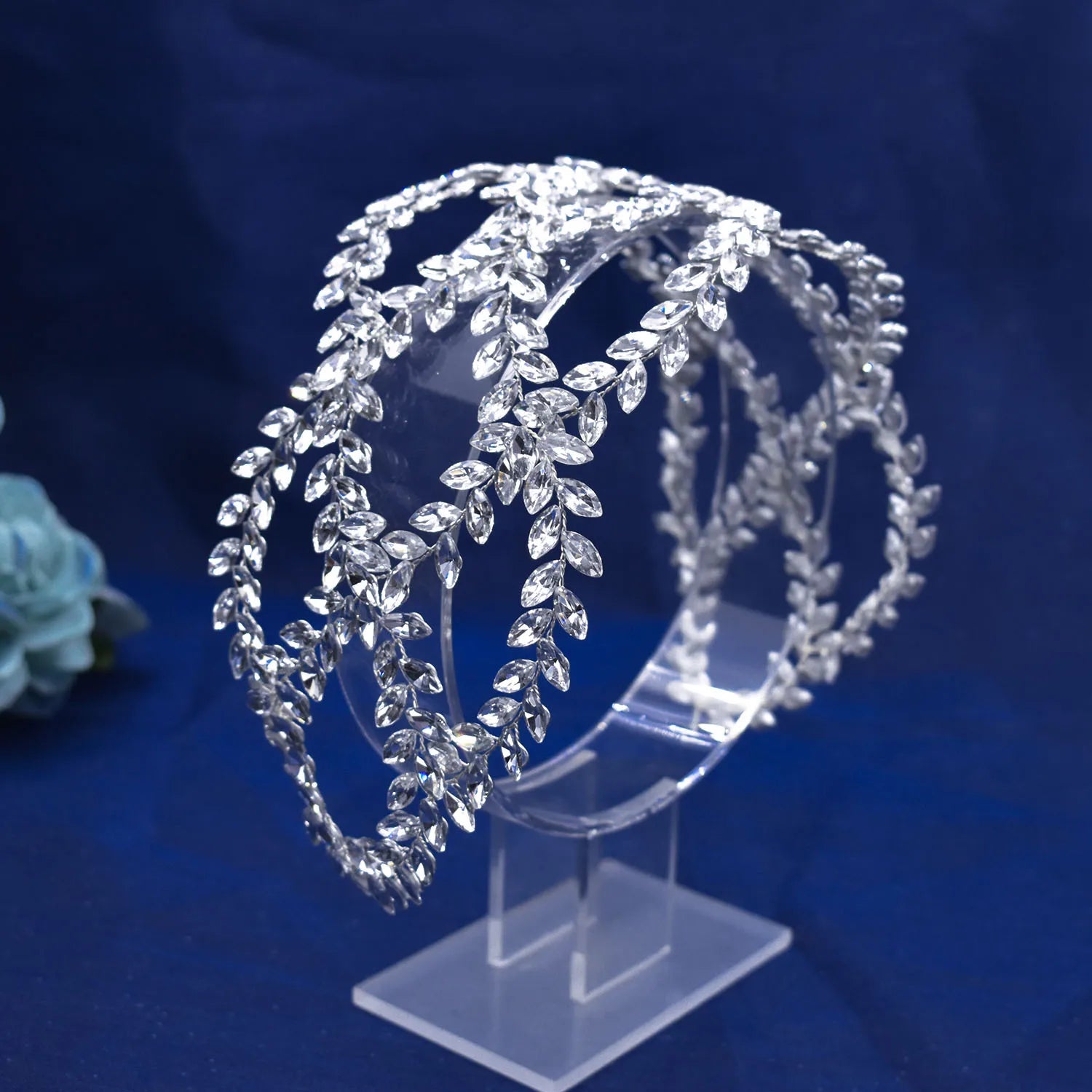 Promotional Handmade Hair Accessories Bridal Jewelry Hair Vine Wedding Prom Rhinestones Crossover Headbands