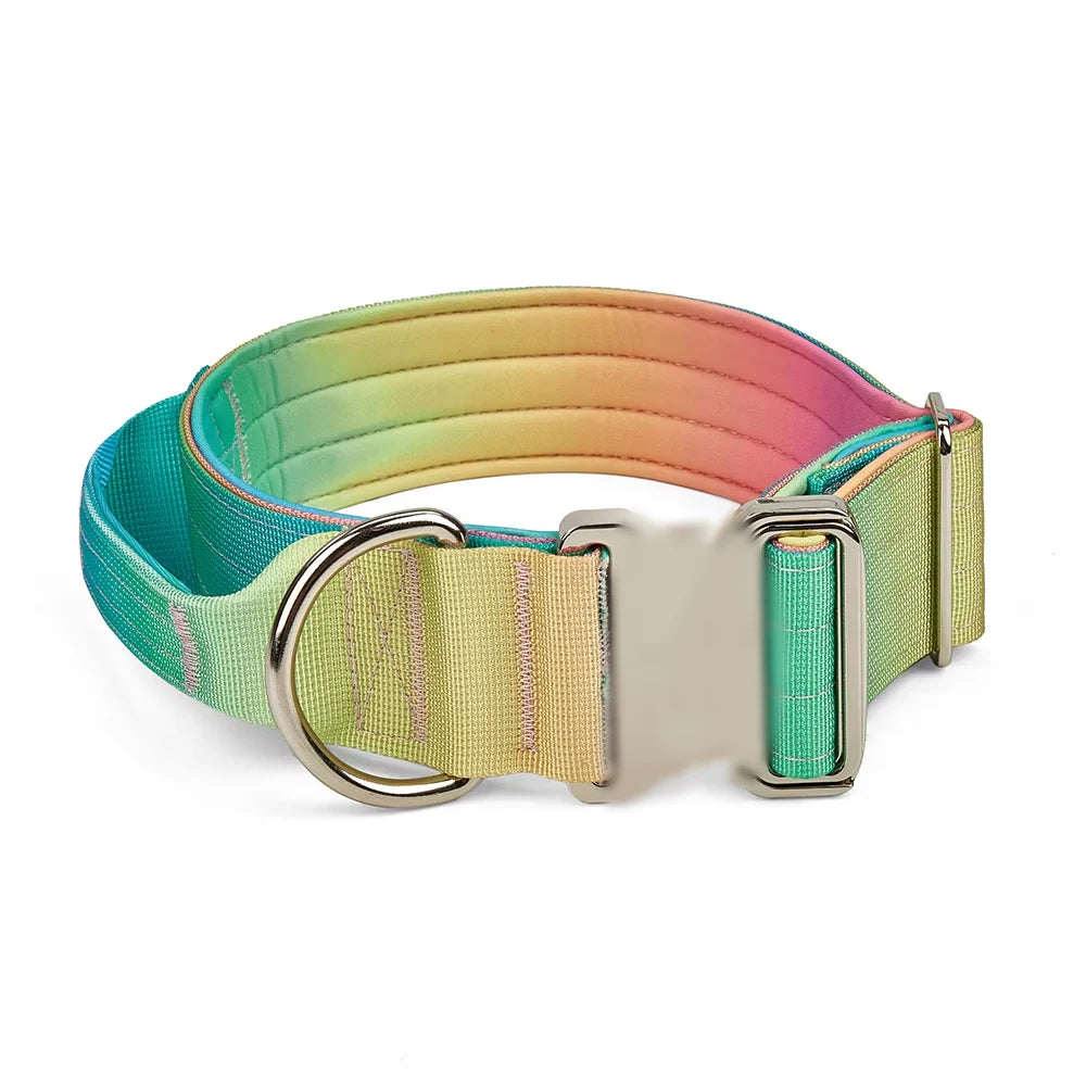 In-Stock Gradient Color Large Tactical Dog Collar 2 Inches Anti-Strain Wide Dog Training Collar Heavy Duty Dog Collar