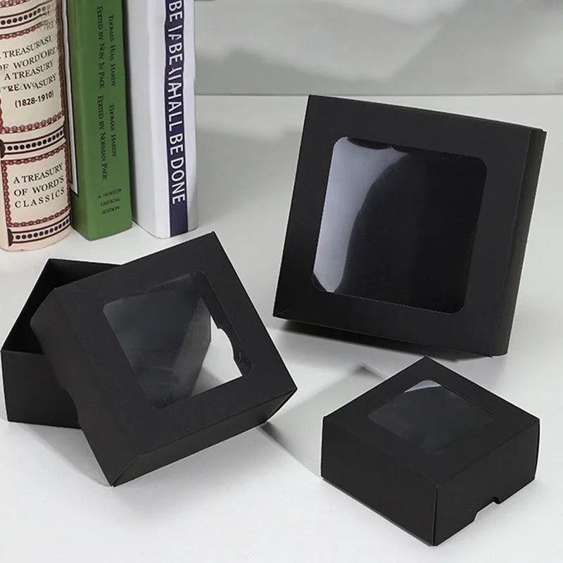 Wholesale Kraft Paper Gift Box Paper Boxes Packaging for Soap with clear Window square Chocolate Box