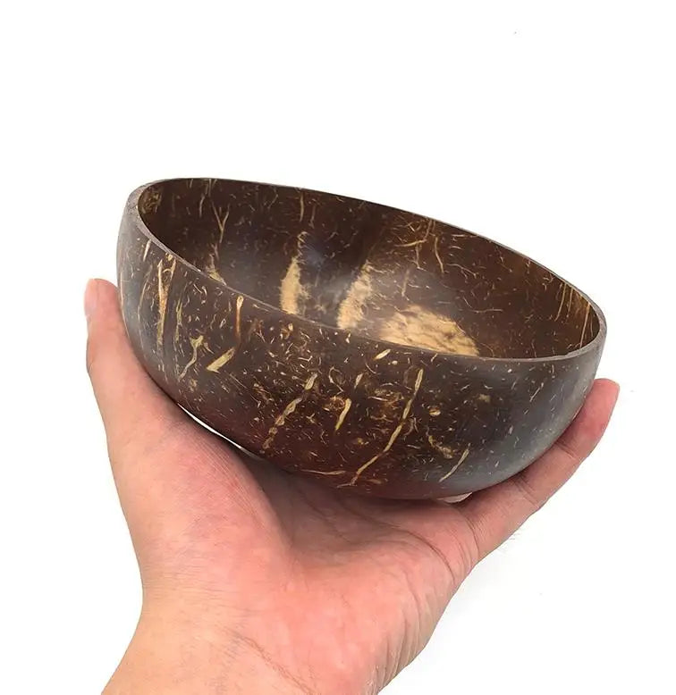 Eco Friendly Natural Handmade Polished Custom Logo Organic Salad Coconut Shell Bowl for Warm and Cold Foods MegaBDM